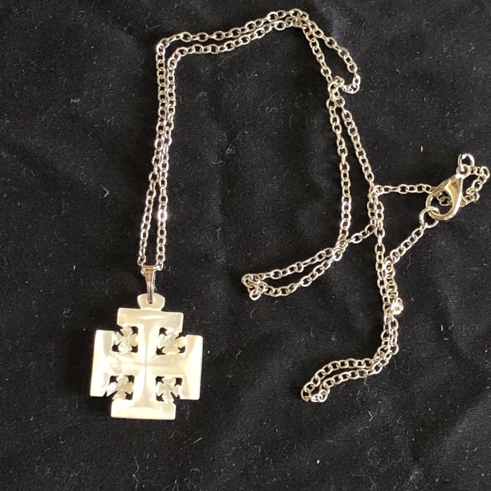 Jerusalem Cross MOP pendant NECKLACE